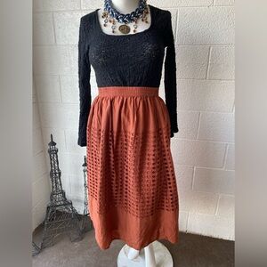 Chic Terracotta Midi Skirt
